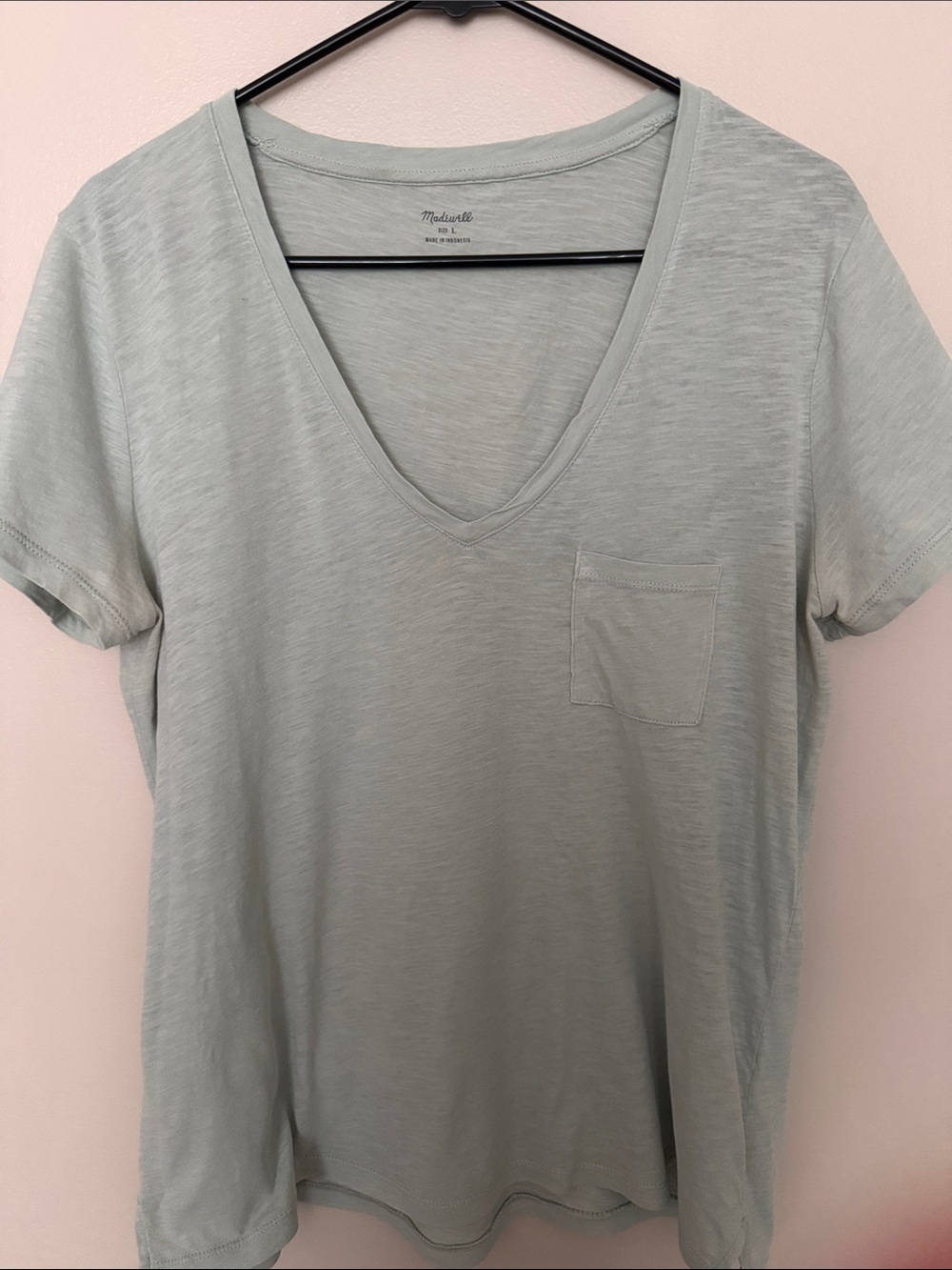 Madewell Light Sage V-Neck Pocket Whisper Tee
